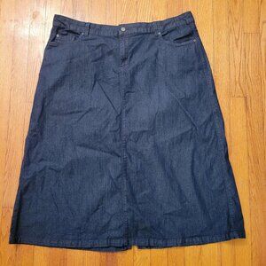 Southern Lady Denim A Line Skirt 18W Blue Jean Modest Long Maxi Dark Wash